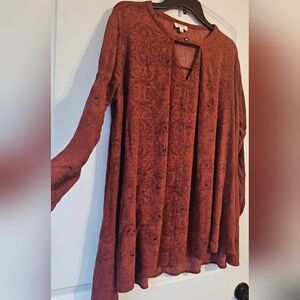 Umgee Brick Red Patterned Tunic